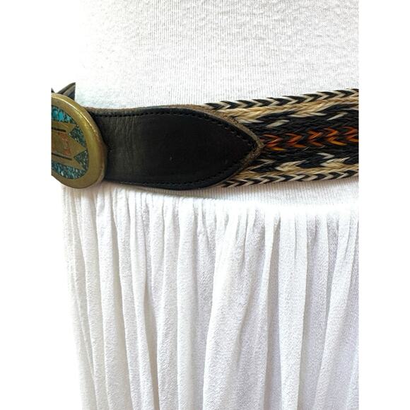 WESTERN Belt Woven Horse Hair Leather Size 32\